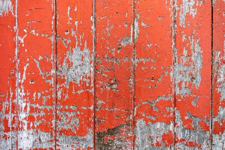 Vintage wood board orange color painted wood wall as background or texture, Natural pattern. Blank copy space.の写真素材