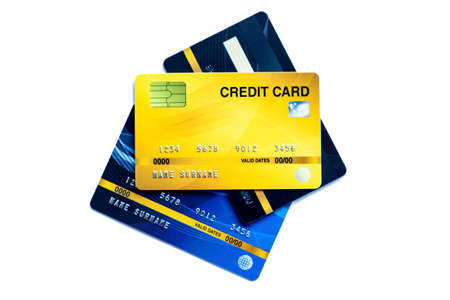 Credit card isolated on with background, Used for cash replacement And buy online or pay products or pay bills, .File contains with clipping path.の写真素材