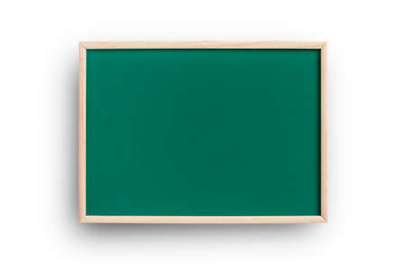 Clean, empty green chalkboard with frame isolated on white background. Blank copy space bill board wood frame for add text. File contains with clipping path So easy to work.の写真素材