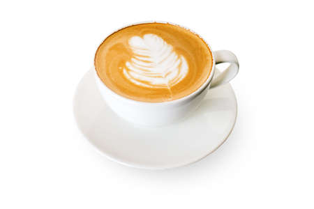 White mug of mocha coffee isolated on white background. File contains with clipping path So easy to work.の写真素材