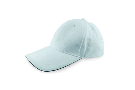 Close-up white Baseball cap Isolated on White Background.の写真素材