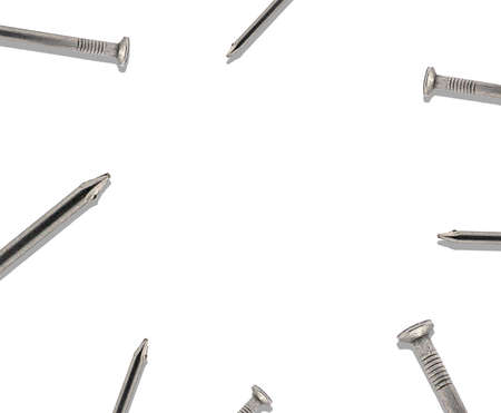 Set metal nail isolated on white background.の写真素材