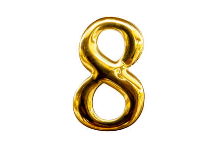 Number eight Gold  isolated on white background.の写真素材