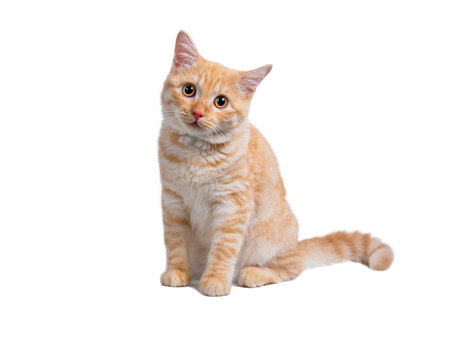 Beautiful cute orange cat isolated on white background. File contains clipping path.の写真素材