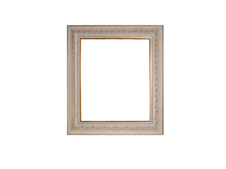 Isolated Photo Frame, Wooden Antique Photo Frame on white background, Files with clipping paths to make work easierの写真素材