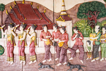 art of asian traditional culture  on wallのeditorial素材