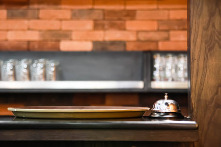 ring bell on desk for call serviceの写真素材