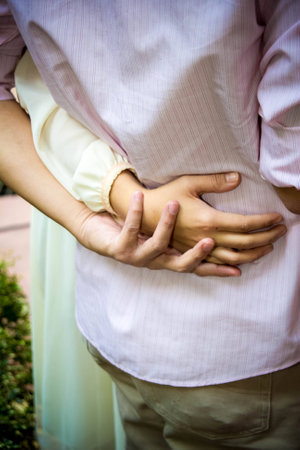 couple in feeling of love holding hand togatherの写真素材