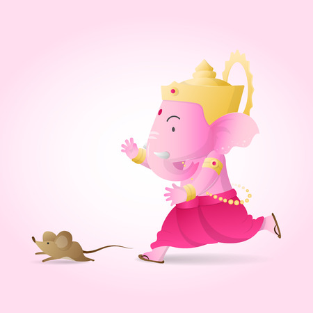 kid Ganesha runのイラスト素材