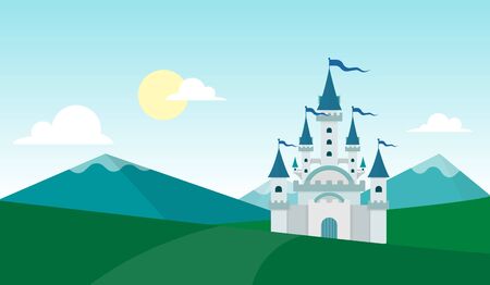 mountain landscape and the castle wallpaperのイラスト素材