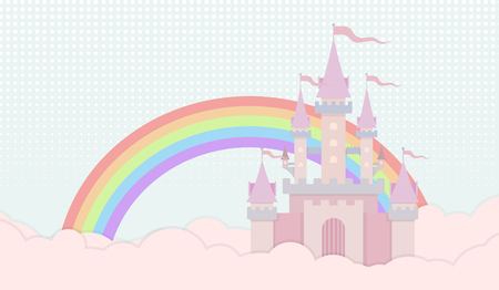 sweet castle in pastle color backgroundのイラスト素材