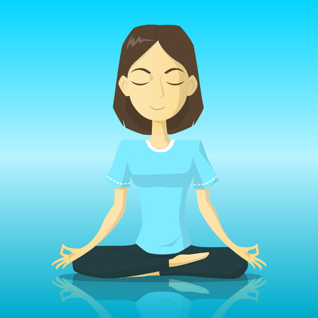 A tranquility woman in yoga pose meditation vector illustrationのイラスト素材