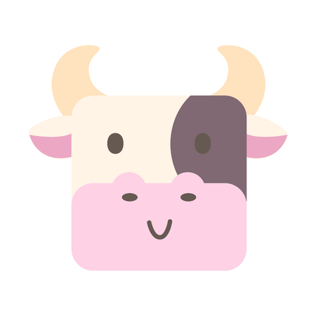 Cute round ox face zodiac vector cartoonのイラスト素材