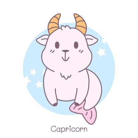 cute capricorn vector symbol cartoonのイラスト素材