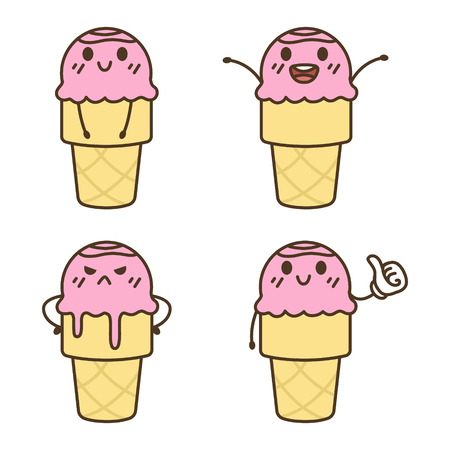 Cute icecream charactor vector cartoonのイラスト素材