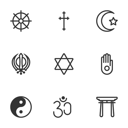 religion symbol icon set on vectorのイラスト素材