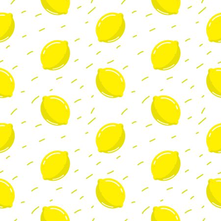 Lemon seamless pattern white vector backgroundのイラスト素材