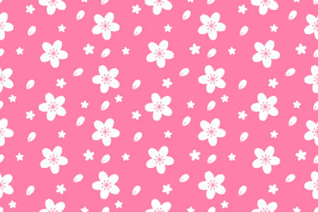Beautiful sakura flower seamless pattern vector backgroundのイラスト素材