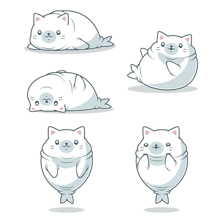 kawaii fat seal with cat earsのイラスト素材