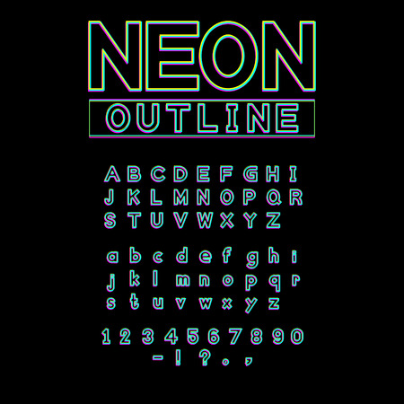 neon glowing light font vectorのイラスト素材