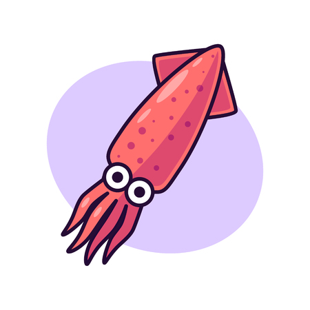 Cute squid isolated vectorのイラスト素材