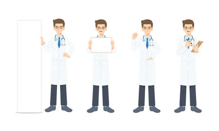 Cute man character cartoon work from home, illustration isolated vectorのイラスト素材