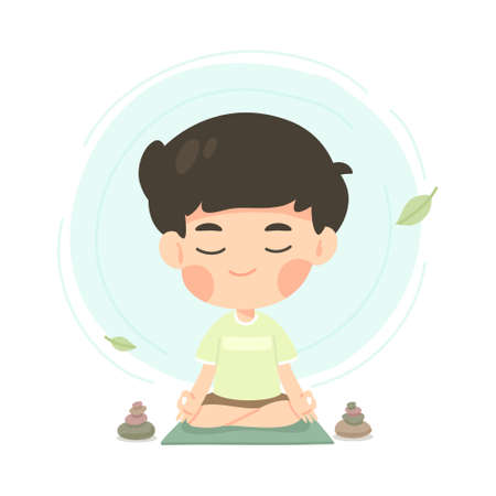 Cute man character cartoon work from home, illustration isolated vectorのイラスト素材