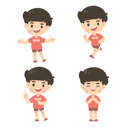 Cute man character cartoon work from home, illustration isolated vectorのイラスト素材