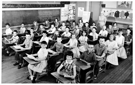 Macon, Ga/USA- September 1959: A classroom photo with students at desks.