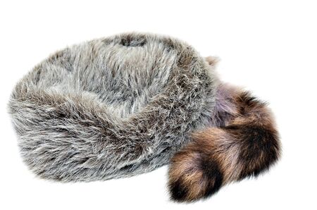 A warm cap of Raccoon fur の写真素材