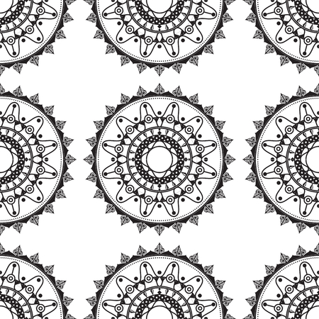 Mandala hand drawn . Image for backgrounds and adult coloring pages, books. Vector illustrationのイラスト素材
