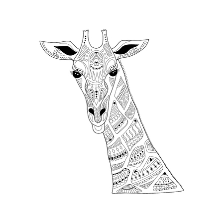 Giraffe head for adult coloring book.vector illustration.のイラスト素材