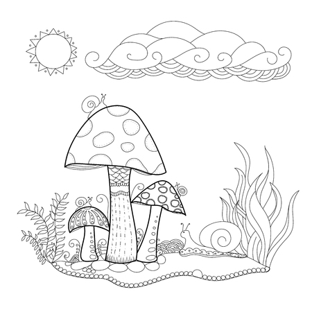 Mushroom for Coloring book. vector illustration.のイラスト素材