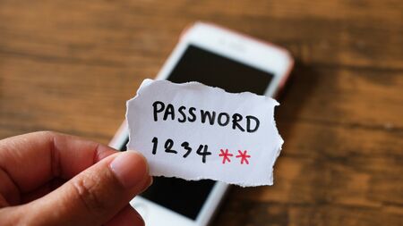 Easy Password concept. Password 1234** written on a paper with marker.