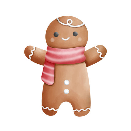 Gingerbread man collection. Christmas icon. Holiday winter
symbols. Festive treats. Christmas cookies, sweets. Merry
christmas and Happy New Year. Vector.のイラスト素材