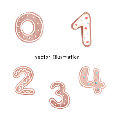 Christmas-themed cookie alphabet art with watercolor designs ideal for holiday baking illustrations or creative winter decor.のイラスト素材