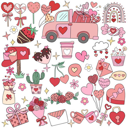 cute Valentine love decorative accessory element  doodleのイラスト素材
