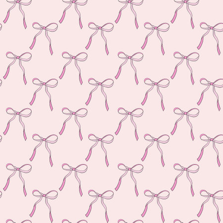 Whimsical Coquette Valentine's Ribbon Bow Seamless Pattern, Valentine's Ribbon Bow,Printable Repeat Digital Paper Backgroundのイラスト素材