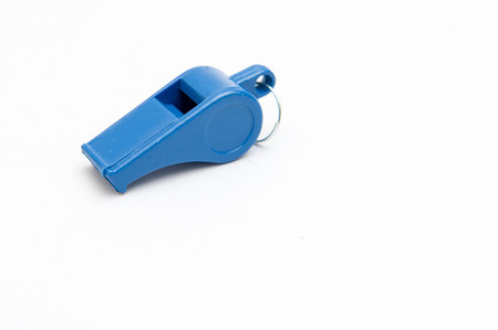 Whistle, blow to help on a white background.の写真素材