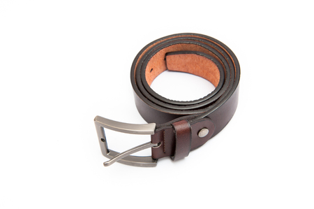 Genuine Leather Belt, Modern Design For safety , On a white background.の写真素材