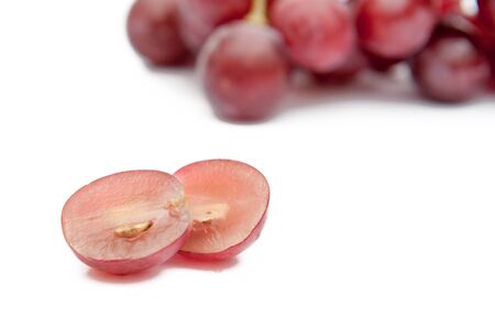 Red grape, fruit on white background.の写真素材