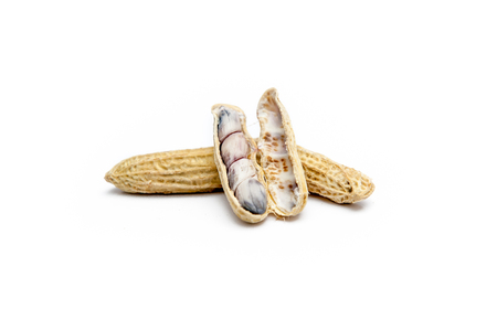 Boiled peanuts, on white ground.の写真素材