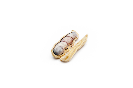 Boiled peanuts, on white ground.
