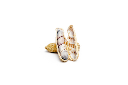 Boiled peanuts, on white ground.