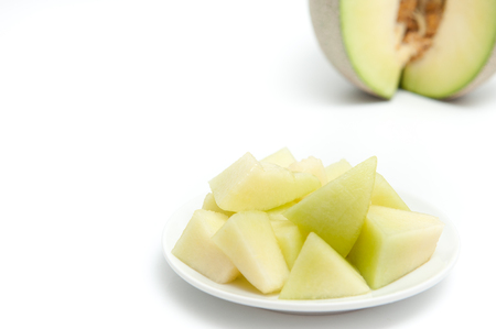 Melon green, fruit balls, sweet taste delicious.Cut into plates.の写真素材