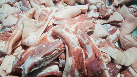 The pork belly that is sold in the marketの写真素材
