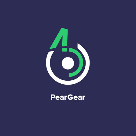 PearGear - Pear, gear, and number 60 logo line design conceptのイラスト素材