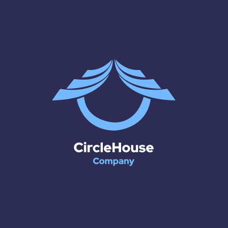 CircleHouse - Circle logo template vector icon illustration design. Corporate identity symbol. House and cage conceptのイラスト素材