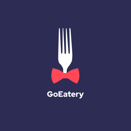 GoEatery - Fork and bow tie logo icon. Vector concept for restaurant, cafe, bar, fast food.のイラスト素材