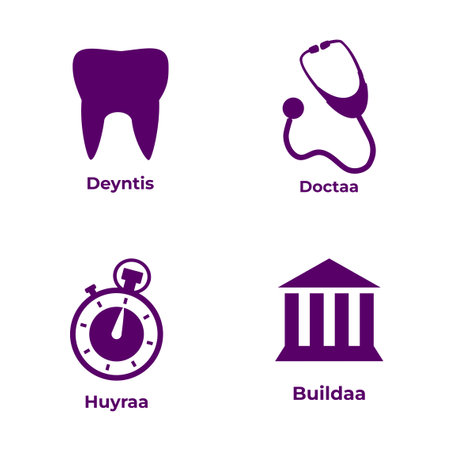 Dental care icon set. Tooth, stethoscope and bank building. Vector illustration. Logo packs.のイラスト素材